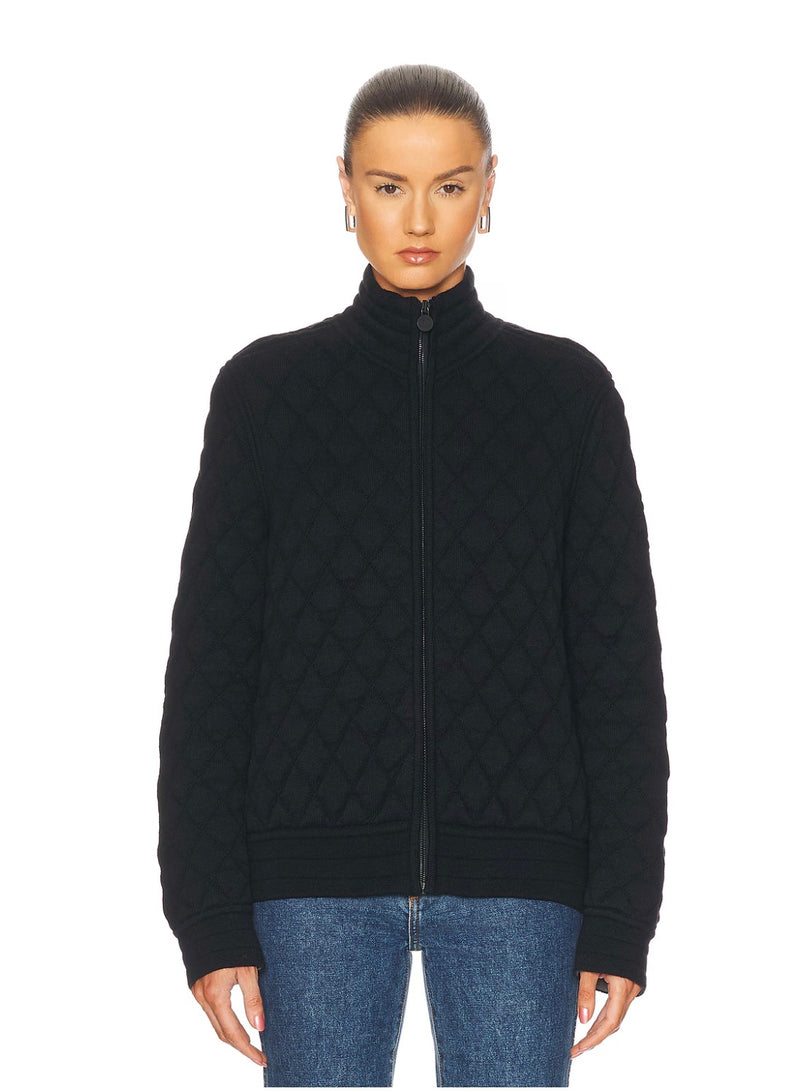 CHANEL 09A Black Quilted Wool Zipper Jacket Cardigan 36 38 40 シャネル ブラック キルト ウール ジッパー ジャケット カーディガン 即発