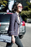 CHANEL 13C Navy Purple Red Ribbon Versailles Lesage Tweed Jacket 46 48 シャネル ネイビー パープル レッド リボン ベルサイユ ルサージュ ツイード ジャケット 即発