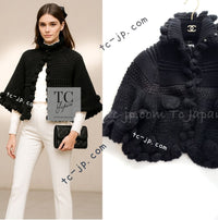 CHANEL 06A Black Cashmere Mohair Cape Cardigan 38 40 シャネル ブラック カシミアブレンド モヘア ポンチョ ケープ カーディガン 即発