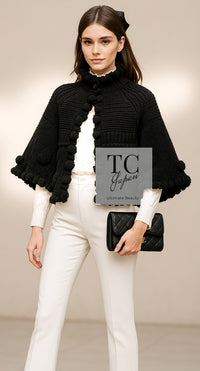 CHANEL 06A Black Cashmere Mohair Cape Cardigan 38 40 シャネル ブラック カシミアブレンド モヘア ポンチョ ケープ カーディガン 即発