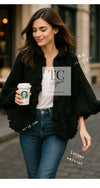 CHANEL 06A Black Cashmere Mohair Cape Cardigan 38 40 シャネル ブラック カシミアブレンド モヘア ポンチョ ケープ カーディガン 即発