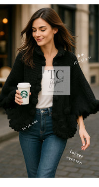 CHANEL 06A Black Cashmere Mohair Cape Cardigan 38 40 シャネル ブラック カシミアブレンド モヘア ポンチョ ケープ カーディガン 即発