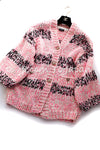 CHANEL 20S Pink White Cotton Knit Cardigan 38 40 42 シャネル ピンク ホワイト コットン ニット カーディガン 即発