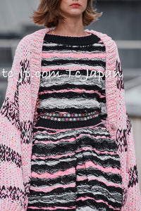 CHANEL 20S Pink White Cotton Knit Cardigan 38 40 42 シャネル ピンク ホワイト コットン ニット カーディガン 即発