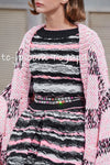 CHANEL 20S Pink White Cotton Knit Cardigan 38 40 42 シャネル ピンク ホワイト コットン ニット カーディガン 即発