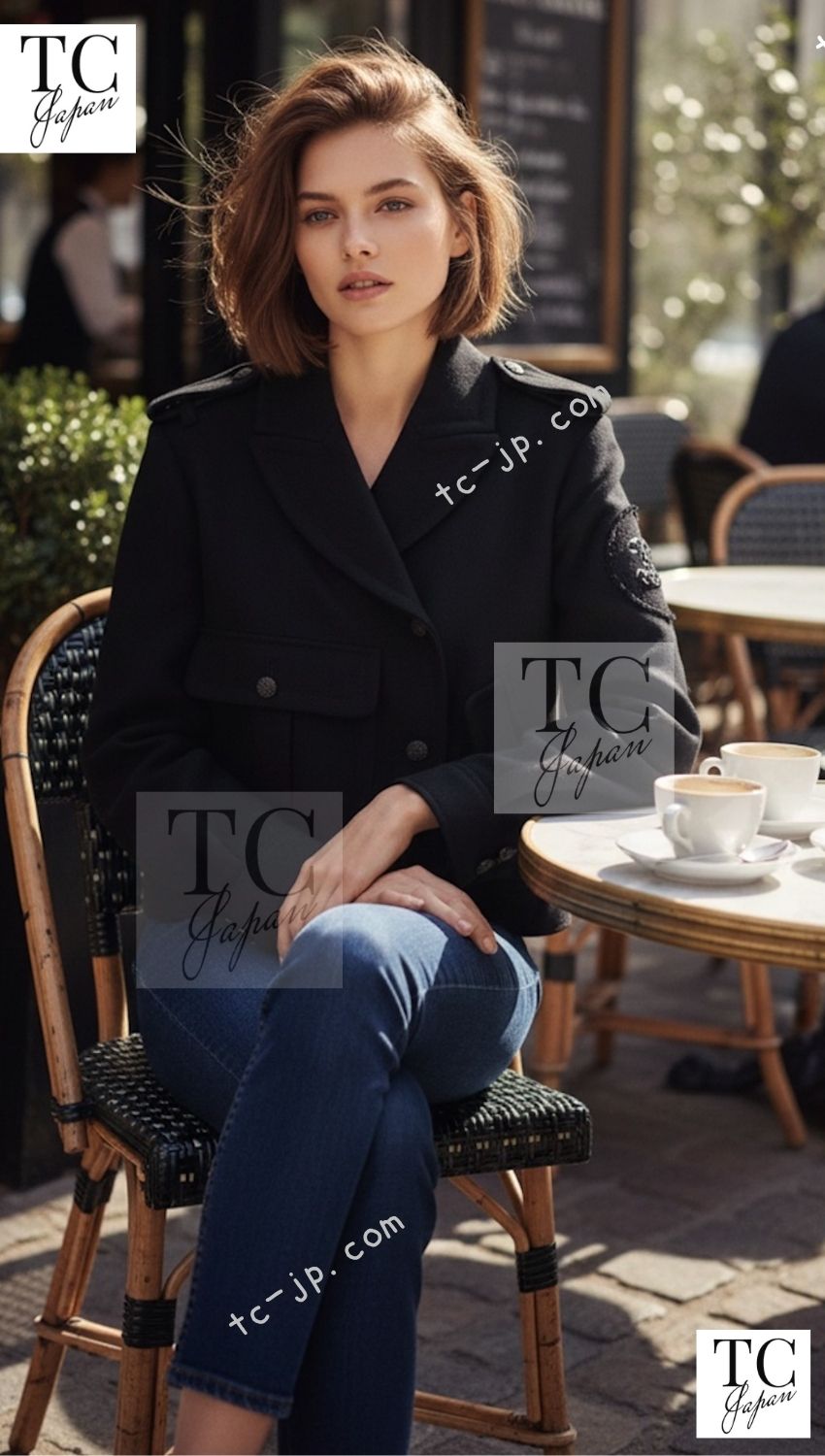 CHANEL 12A Black CC Logo Riders Blouson Coat Jacket 34 36 38 40 シャネル ブラック CC ロゴ ライダース ウール ブルゾン コート ジャケット 即発 - TC JAPAN