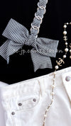 CHANEL 07S Black White Cashmere Silk Celebrity Bow Knit Tops 34 36 シャネル ブラック カシミア シルク セレブのリボン ニット トップス 即発