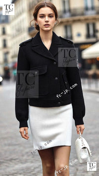 CHANEL 12A Black CC Logo Riders Blouson Coat Jacket 34 36 38 40 シャネル ブラック CC ロゴ ライダース ウール ブルゾン コート ジャケット 即発 - TC JAPAN