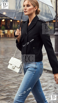 CHANEL 12A Black CC Logo Riders Blouson Coat Jacket 34 36 38 40 シャネル ブラック CC ロゴ ライダース ウール ブルゾン コート ジャケット 即発 - TC JAPAN