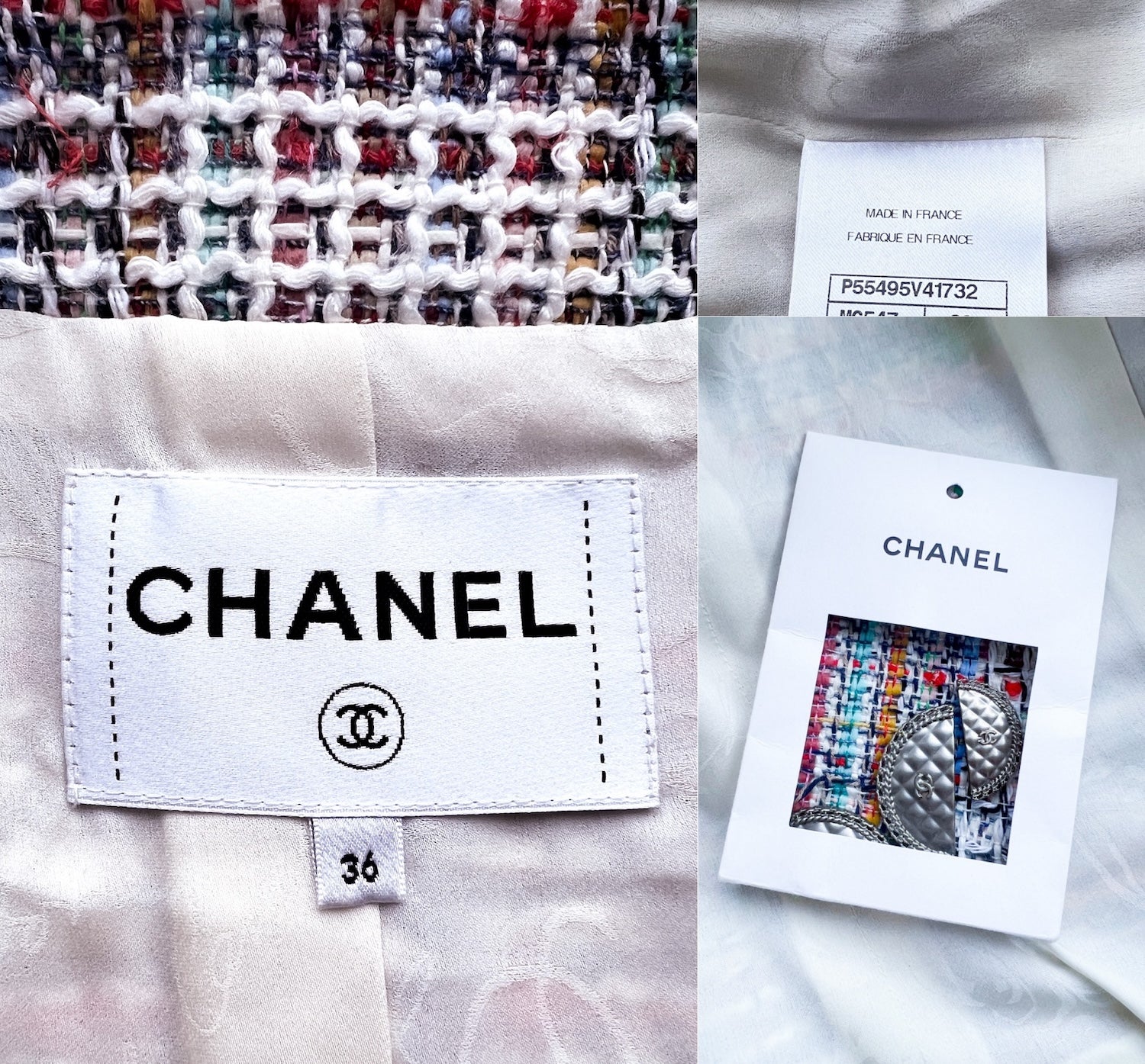 シャネル ジャケット CHANEL マルチカラー ピンク トリム ジッパー 17C