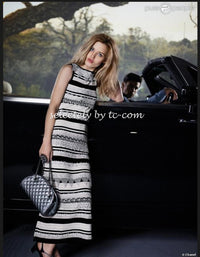 CHANEL 11C Pink Black Stripe Cashmere Knit Dress 38 | HK