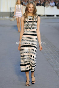 CHANEL 11C Pink Black Stripe Cashmere Knit Dress 36 シャネル ピンク ブラック ストライプ ボーダー カシミア100% ニット ワンピース 即発