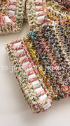CHANEL 17C Creme Marigold Multi Cotton Cardigan 34 36 シャネル クリーム マリゴールド コットン ストレッチ テープ トリム カーディガン 即発