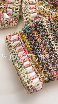 CHANEL 17C Creme Marigold Multi Cotton Cardigan 34 36 シャネル クリーム マリゴールド コットン ストレッチ テープ トリム カーディガン 即発