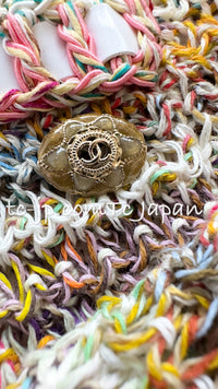 CHANEL 17C Creme Marigold Multi Cotton Cardigan 34 36 シャネル クリーム マリゴールド コットン ストレッチ テープ トリム カーディガン 即発