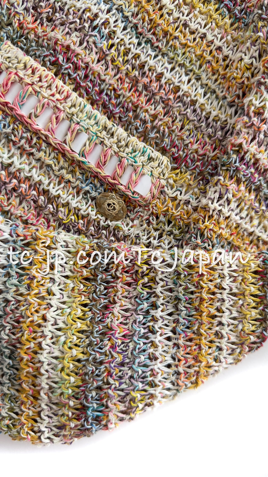 chanel 17c creme marigold trim cotton knit cardigan 8