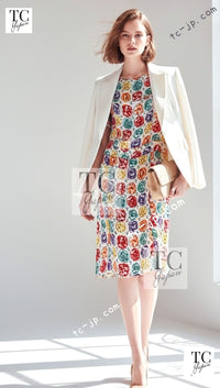 CHANEL 98S Vintage CC Logo Floral Pattern Ivory Silk 100% Dress 36 38 シャネル ヴィンテージ CCロゴ 花柄 アイボリー シルク100% ワンピース 即発 - TC JAPAN
