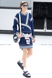 CHANEL 16S White Red Blue Tricolor Airplane Tops Sweater 38 シャネル ホワイト レッド ブルー 飛行機 ニット セーター トレーナー 即発