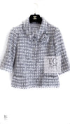 CHANEL 05A Gray Silver Mix Wool Tweed Skirt Jacket 36 38 シャネル グレー シルバー ふんわり ウール ツイード スカート ジャケット 即発