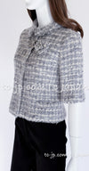 CHANEL 05A Gray Silver Mix Wool Tweed Skirt Jacket 36 38 シャネル グレー シルバー ふんわり ウール ツイード スカート ジャケット 即発