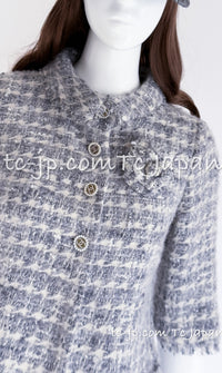 CHANEL 05A Gray Silver Mix Wool Tweed Skirt Jacket 36 38 シャネル グレー シルバー ふんわり ウール ツイード スカート ジャケット 即発