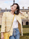 CHANEL 18S Yellow Ivory Cotton Wool Tweed Jacket Skirt Suit 38 シャネル イエロー アイボリー コットン ウール ツイード ジャケット スカート スーツ 即発