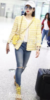 CHANEL 18S Yellow Ivory Cotton Wool Tweed Jacket 40 42 シャネル イエロー アイボリー コットン ウール ツイード ジャケット 即発