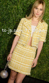 CHANEL 18S Yellow Ivory Cotton Wool Tweed Jacket 40 42 シャネル イエロー アイボリー コットン ウール ツイード ジャケット 即発