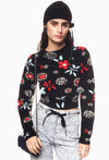 CHANEL 21PF Black Multicolor Floral Cashmere Knit Tops Sweater 38 シャネル ブラック マルチカラー 花柄 カシミア ニット トップス セーター 即発