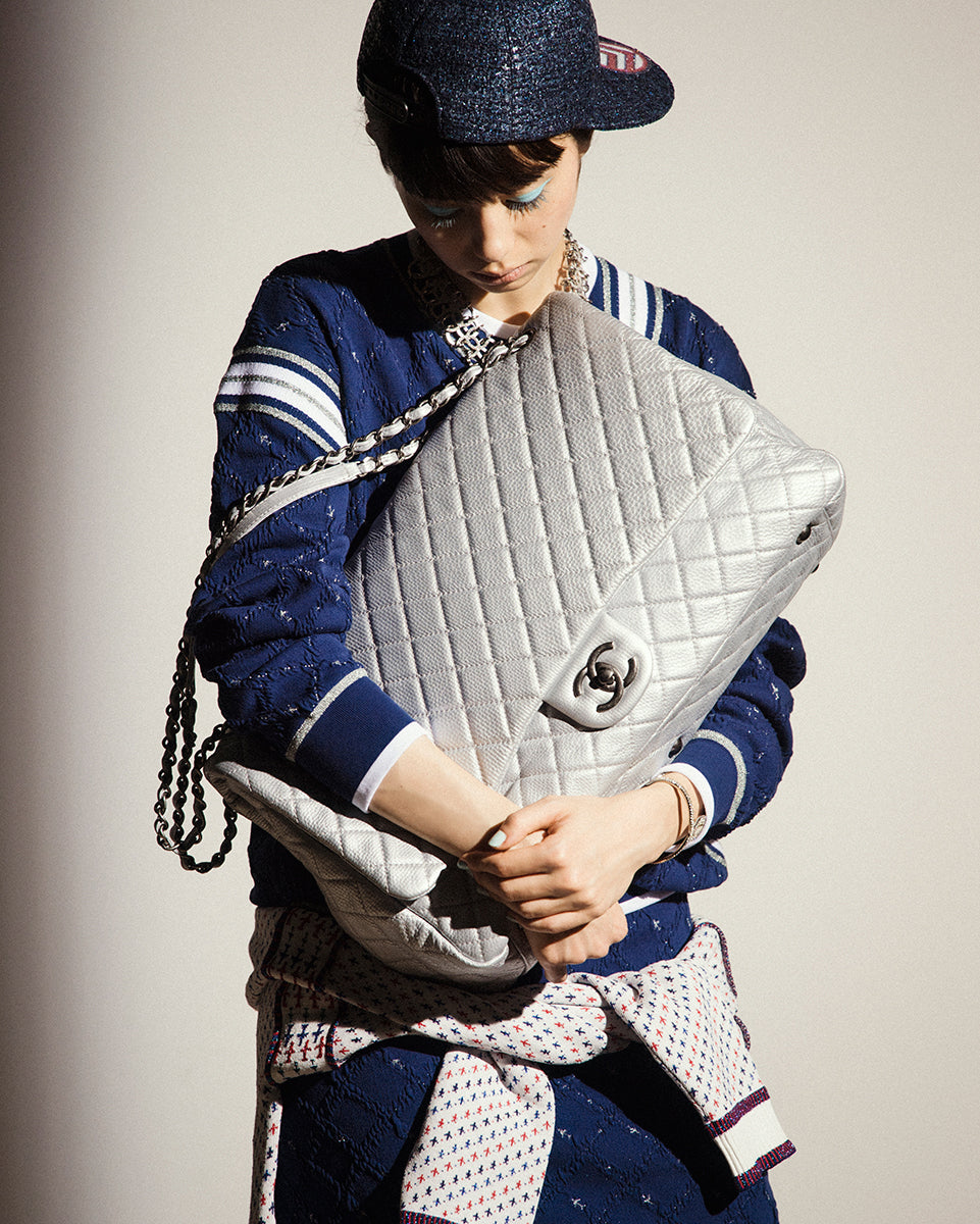 CHANEL 16S White Red Blue Tricolor Airplane Tops Sweater 38 シャネル ホワイト レッド ブルー 飛行機 ニット セーター トレーナー 即発