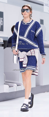 CHANEL 16S White Red Blue Tricolor Airplane Tops Sweater 38 シャネル ホワイト レッド ブルー 飛行機 ニット セーター トレーナー 即発