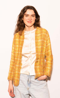 CHANEL 89A Vintage Orange Yellow Wool Tweed Jacket Coat 38 40 42 シャネル ヴィンテージ オレンジ イエロー ウール ツイード ジャケット コート 即発