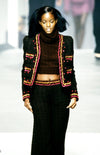 CHANEL 97A Vintage Brown Orange Pink Trim Wool Tweed Jacket 40 シャネル ヴィンテージ ブラウン オレンジ ピンク トリム ウール ツイード ジャケット 即発