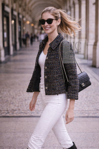 CHANEL 18PA Green Navy Khaki Tweed Jacket 36 38 シャネル グリーン ネイビー カーキ ツイード ジャケット 即発