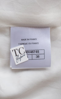 シャネル ジャケット CHANEL 19S ホワイト ゴールド ジップアップ リボン ツイード ジャケット 40 - TC JAPAN