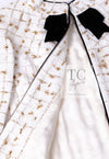 CHANEL 19S White Gold Bow Zip up Jacket Skirt Suit 36 シャネル ホワイト ゴールド ジップアップ リボン ツイード ジャケット スカート スーツ 即発