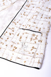 CHANEL 19S White Gold Bow Zip up Jacket Skirt Suit 36 シャネル ホワイト ゴールド ジップアップ リボン ツイード ジャケット スカート スーツ 即発