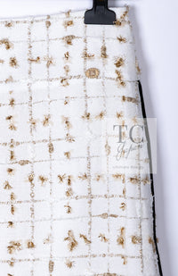 CHANEL 19S White Gold Bow Zip up Jacket Skirt Suit 36 シャネル ホワイト ゴールド ジップアップ リボン ツイード ジャケット スカート スーツ 即発