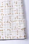 CHANEL 19S White Gold Bow Zip up Jacket Skirt Suit 36 シャネル ホワイト ゴールド ジップアップ リボン ツイード ジャケット スカート スーツ 即発