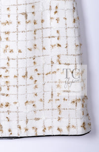 CHANEL 19S White Gold Bow Zip up Jacket Skirt Suit 36 シャネル ホワイト ゴールド ジップアップ リボン ツイード ジャケット スカート スーツ 即発