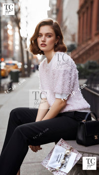 CHANEL 16C White Red Dot Ribbon Embellishments Knit Pullover Sweater Tops 40 42 シャネル ホワイト レッド ドット リボン ニット プルオーバー セーター トップス 即発 - TC JAPAN
