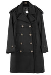 CHANEL 12A Black Double Wool Coat 38 40 シャネル ブラック ダブル ウール コート 即発