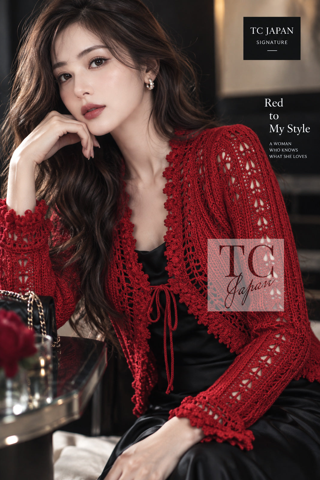 CHANEL Cardigan 04S Red Crochet Frilled Knit 34 | UK