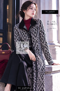 CHANEL Coat Cardigan 04PF Ivory Black Wool Cashmere Knit 38 | TW