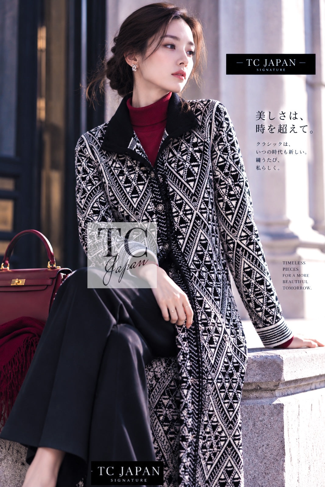 CHANEL Coat Cardigan 04PF Ivory Black Wool Cashmere Knit 38 | TW