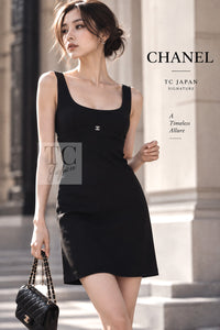 CHANEL Black Dress Women COCO Mark embroidered sleeveless jersey | HK