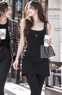 CHANEL Black Dress Women COCO Mark embroidered sleeveless jersey | HK