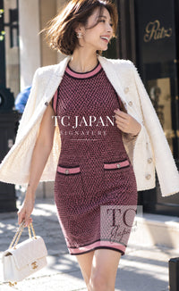 CHANEL Dress 23B Pink Dark Purple Cashmere Knit 38 | UK