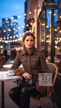 CHANEL Jacket Coat 10A Brown Fantasy Faux Tweed Penelope Cruz Long 34 36 38 | UK
