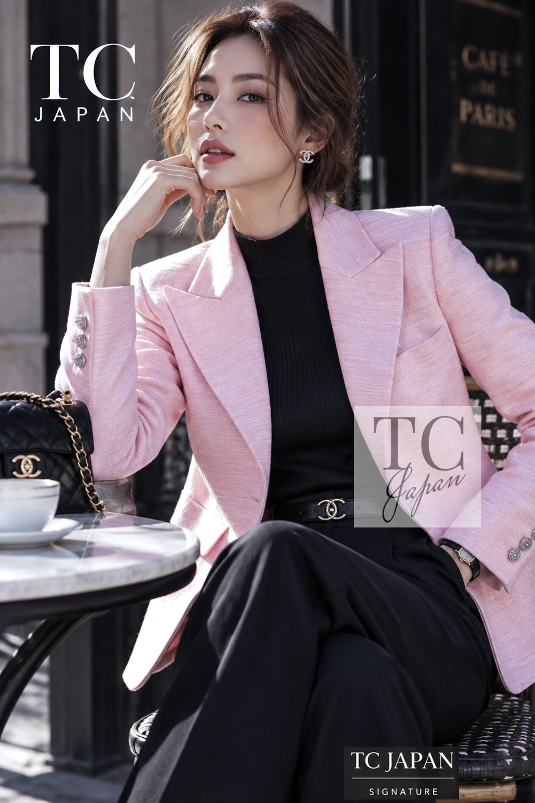 CHANEL Jacket 17C Cuba Runway Pink Silk Canvas Logo Button 36 | TW
